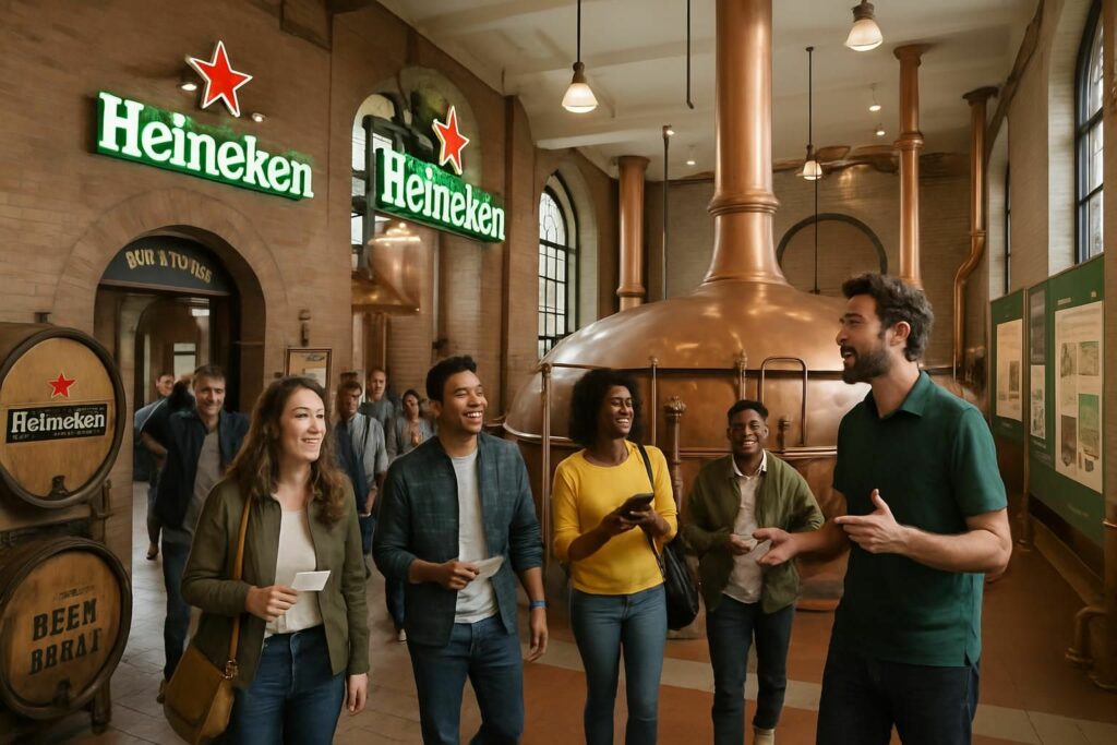 découvrez la heineken experience à amsterdam : achetez vos billets pour une visite immersive de la brasserie historique et apprenez tout sur la célèbre bière.